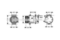 Компрессор кондиционера для PEUGEOT 2008 1.6 HDi 2013-, код двигателя 9HD(DV6CTED), V см3 1560, кВт 84, л.с. 114, Дизель, Ava CNAK255